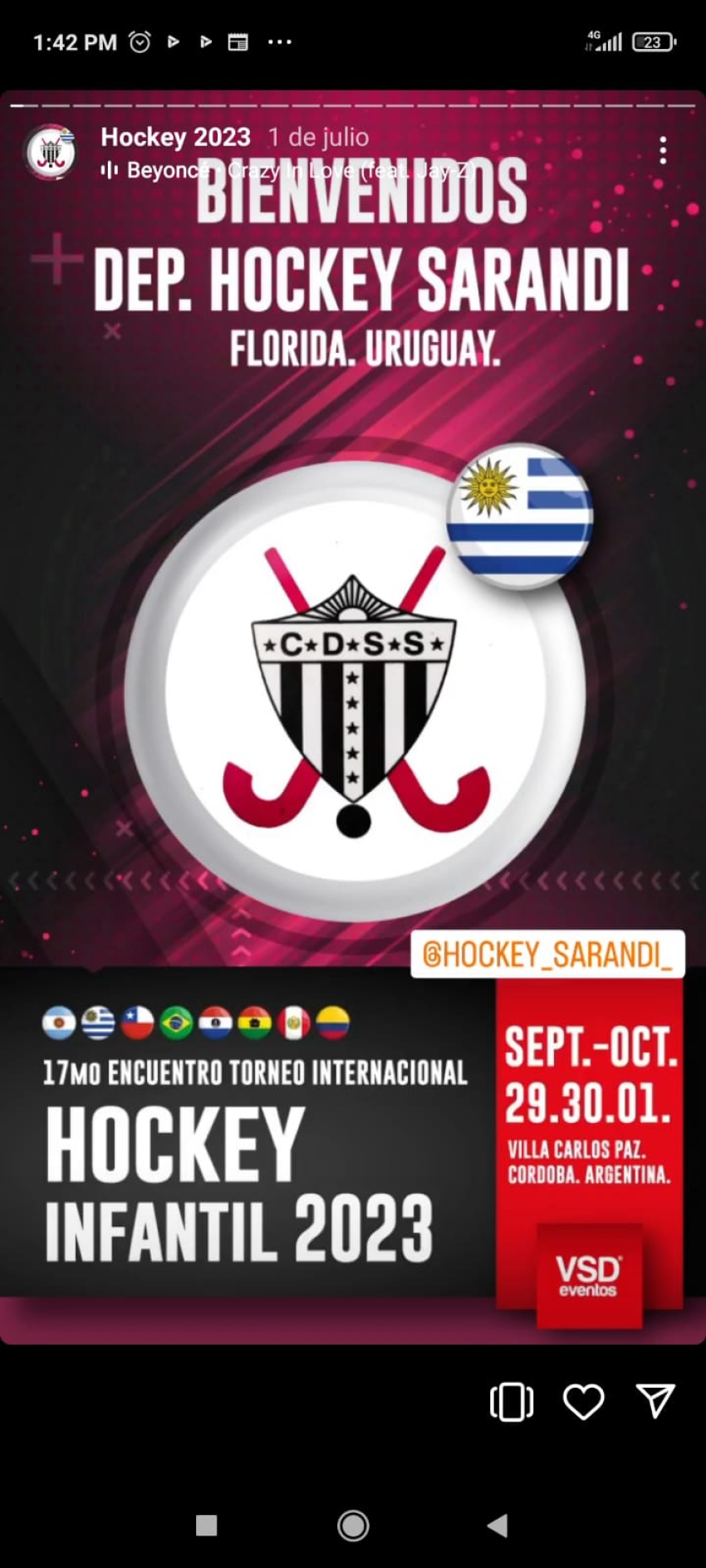 Equipo de hockey de Sarand&iacute; Grande estar&aacute; en Torneo Internacional de Hockey Infantil en Villa Carlos Paz