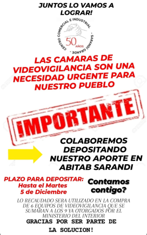 Finaliza hoy campa&ntilde;a por videovigilancia en Sarand&iacute; Grande con reuni&oacute;n en el Centro Comercial