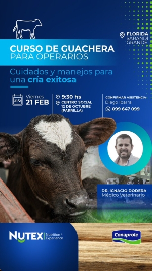 Sarand&iacute; Grande ser&aacute; sede el viernes de Curso de Guachera para trabajadores rurales organizado por Conaprole y NUTEX