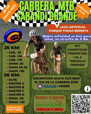 Carrera de MTB tendr&aacute; lugar a beneficio de j&oacute;venes ciclistas de Sarand&iacute; Grande que participan en CODECAM