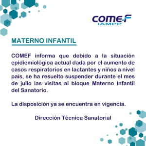 COMEF suspende visitas en bloque Materno Infantil ante aumento de casos respiratorios