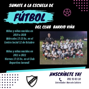 Club Deportivo y Social Barrio Vi&ntilde;a lanz&oacute; convocatoria para su Escuela de F&uacute;tbol para ni&ntilde;os y ni&ntilde;as de Sarand&iacute; Grande