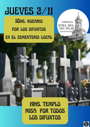 Anuncian rosario en cementerio y misa en la parroquia por D&iacute;a de los Difuntos en Sarand&iacute; Grande