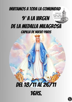 Celebrar&aacute;n Novena a la Virgen de la Medalla Milagrosa en Sarand&iacute; Grande