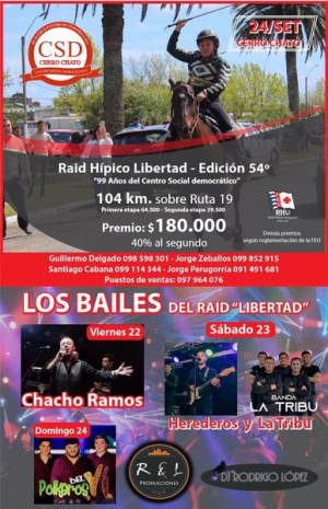 Cuatro jinetes de Sarand&iacute; Grande correr&aacute;n en ra&iacute;d en Cerro Chato