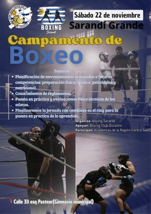 Campamento de boxeo se realizar&aacute; el pr&oacute;ximo s&aacute;bado en el gimnasio de Sarand&iacute; Grande
