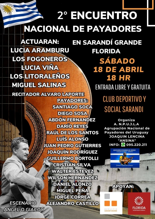 Quedó definida la grilla del 2° Encuentro Nacional de Payadores en Sarandí Grande