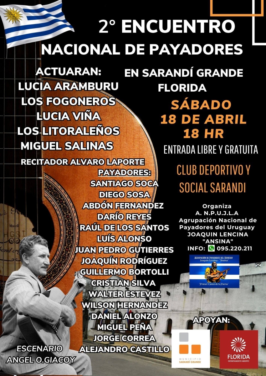 Quedó definida la grilla del 2° Encuentro Nacional de Payadores en Sarandí Grande