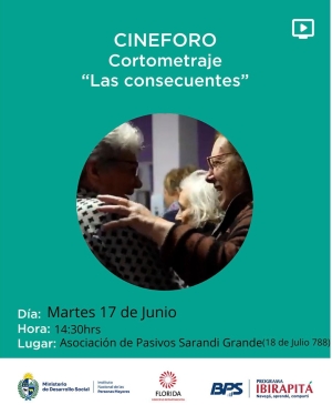 Realizar&aacute;n Cineforo como espacio de encuentro y reflexi&oacute;n a partir de cortometraje en Asociaci&oacute;n de Pasivos de Sarand&iacute; Grande