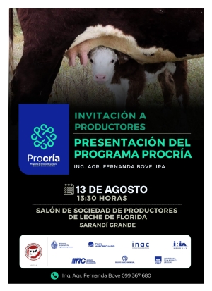Presentar&aacute;n a productores el Programa Pro Cr&iacute;a en SPLF de Sarand&iacute; Grande
