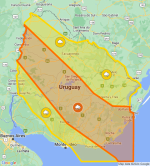 Alerta naranja para Sarand&iacute; Grande y otros puntos fue extendida hasta 15.30 hs