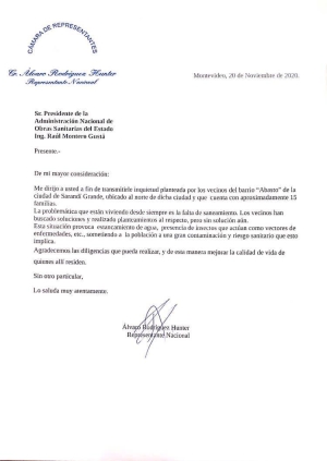 Est&aacute; pr&oacute;xima a finalizar obra de saneamiento en barrio Abasto de Sarand&iacute; Grande gestionada por Diputado &Aacute;lvaro Rodr&iacute;guez Hunter