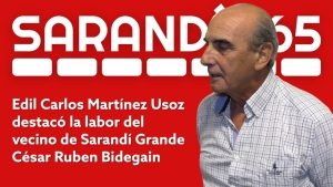 Edil Carlos Mart&iacute;nez Usoz destac&oacute; en la Junta Departamental al vecino de Sarand&iacute; Grande C&eacute;sar Ruben Bidegain como pilar fundamental de la comunidad