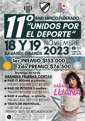 Sarand&iacute; Grande ser&aacute; sede del Ra&iacute;d H&iacute;pico Federado "Unidos por el Deporte" en noviembre