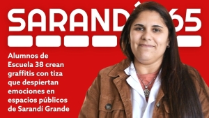 Alumnos de Escuela N&deg; 38 realizan grafitis para fomentar la empat&iacute;a en espacios p&uacute;blicos de Sarand&iacute; Grande