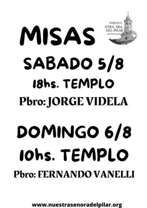 Parroquia Nuestra Se&ntilde;ora del Pilar de Sarand&iacute; Grande anunci&oacute; horario de misas