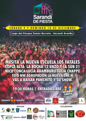 Confirmaron grilla completa de artistas para "Sarand&iacute; de Fiesta" en el Parque Tom&aacute;s Berreta