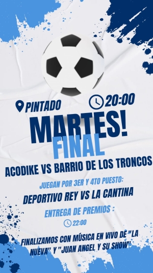 Ma&ntilde;ana habr&aacute; final de torneo de f&uacute;tbol y espect&aacute;culo musical en Pintado