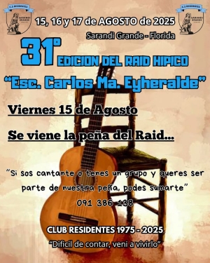 Convocan a cantantes y grupos para pe&ntilde;a del Ra&iacute;d H&iacute;pico &ldquo;Esc. Carlos Ma. Eyheralde&rdquo; en Sarand&iacute; Grande