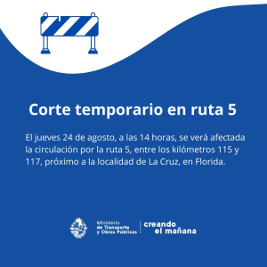 Ma&ntilde;ana habr&aacute; interrupci&oacute;n temporal en Ruta 5 en La Cruz debido a voladuras controladas