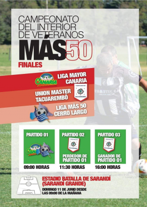 Sarand&iacute; Grande ser&aacute; sede el domingo del triangular final del Campeonato de Veteranos