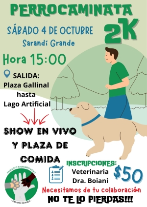 "Perrocaminata" solidaria a beneficio del Proyecto "Salvando Vidas" habr&aacute; en Sarand&iacute; Grande