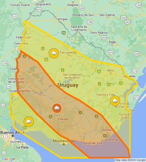 Sarand&iacute; Grande ingres&oacute; hace instantes en zona de alerta naranja
