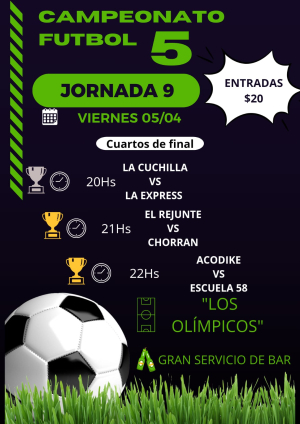 Se disputar&aacute;n hoy cuartos de final de Campeonato de F&uacute;tbol 5 en Sarand&iacute; Grande