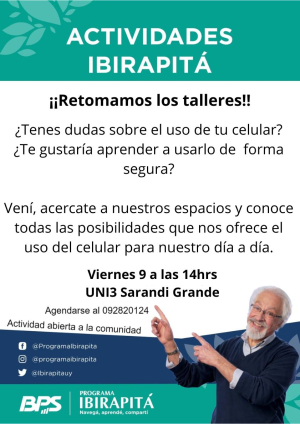 Programa Ibirapit&aacute; del BPS retom&oacute; talleres en Uni 3 de Sarand&iacute; Grande