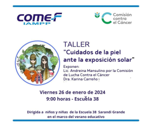 Brindar&aacute;n taller para cuidar la piel ante la exposici&oacute;n solar a escolares en Sarand&iacute; Grande