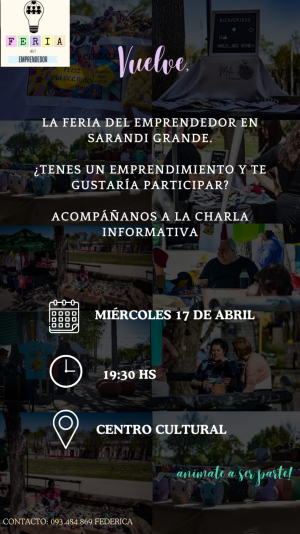 Convocan a artesanos y emprendedores para nueva "Feria del Emprendedor" en Sarand&iacute; Grande