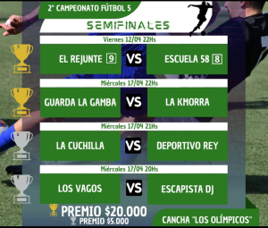 Comenzaron a disputarse semifinales de Campeonato de F&uacute;tbol 5 en Sarand&iacute; Grande
