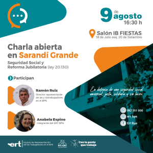 Charla abierta habr&aacute; ma&ntilde;ana en Sarand&iacute; Grande sobre seguridad social y reforma Jubilatoria
