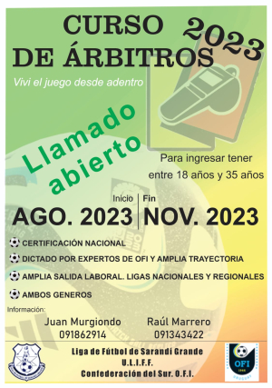 Comenzar&aacute; el viernes curso de &aacute;rbitros en el Teatro Municipal de Sarand&iacute; Grande
