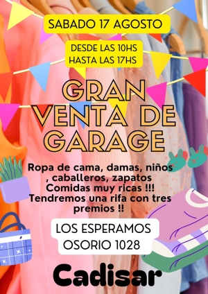 Gran venta de garaje habr&aacute; el s&aacute;bado en CADISAR en Sarand&iacute; Grande